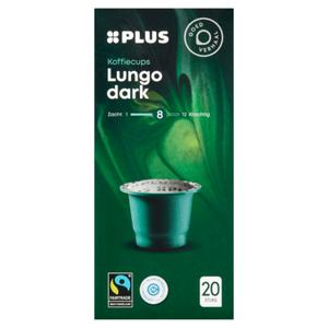 PLUS Koffiecups Lungo dark sterkte 8 FT Doos doos 20 stuks