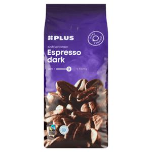 PLUS Koffiebonen Espresso dark fairtrade Doos zak 1.000 gram