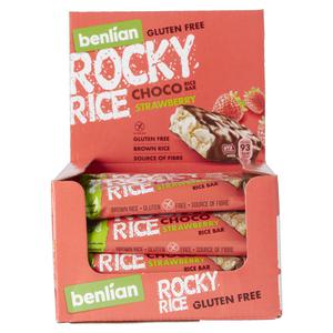 Benlian food Rijstreep rocky rice choc/aardb 18gr gv