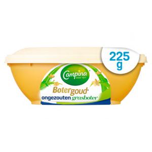 Campina Botergoud Ongezouten Grasboter Beker/kuipje 225g