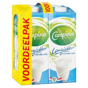 Campina Langlekker halfvolle melk voordeel 4 x 1L