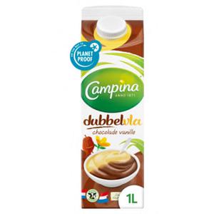 Campina Dubbelvla chocolade-vanille 1L