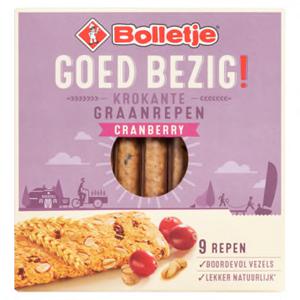 Bolletje Goed Bezig! Krokante Graanrepen Cranberry 9 Stuks 210g