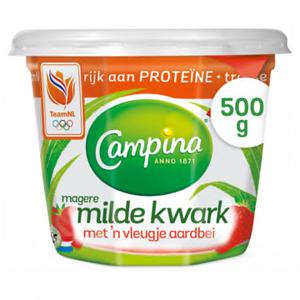 Campina magere kwark met een vleugje aardbei 500g