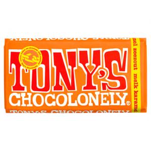 TONY'S CHOCOLONELY® Tony's Chocolonely Zeezout Melk Karamel Chocolade Reep 180g