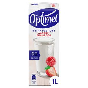 Optimel Langlekker Drinkyoghurt aardbei framboos 0% vet 1 x 1L