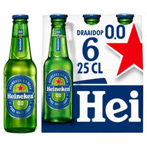 Heineken Premium Pilsener 0.0 Bier Draaidop Fles 6 x 25cl