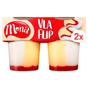 Mona Vla Flip Vanillesmaak met Aardbeiensaus 2 x 190g