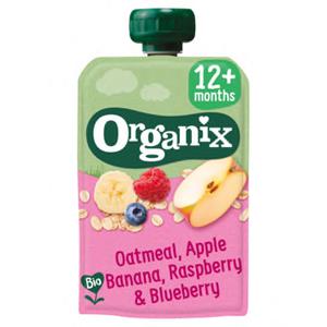 Organix Knijpfruit Haver, Appel, Banaan, Aardbei, Bosbes 12mnd