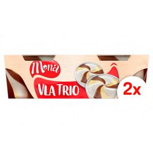 Mona Vla Trio Chocolade Slagroom en Vanillesmaak 2 x 135g