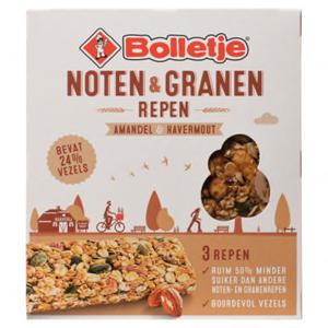 Bolletje Noten & Granen Repen Amandel & Havermout 3 Stuks 120g