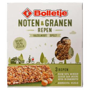 BOLLETJE Graanrepen Noten Granen Hazelnoot Spelt 120g