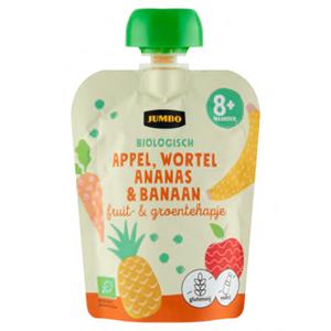 Jumbo Biologisch Fruit- & Groentehapje 8+ Maanden - Appel, Wortel, Ananas & Banaan 90g