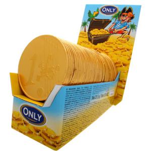 Only Grote gouden munten melkchocolade 2x36x21,5g toonbank display