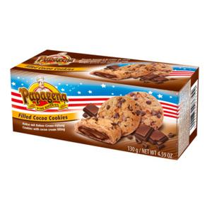 Papagena Choco chip cookies gevuld met chocolade-creme vulling 130g