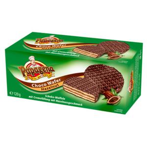 Papagena Wafels met cremevulling met hazelnootsmaak omhuld met chocolade 120g