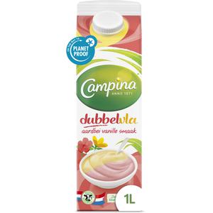 Campina Dubbelvla aardbei vanille smaak