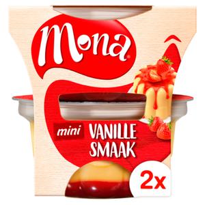 Mona mini Vanillesmaak pudding met aardbeiensaus 2 x 135ml