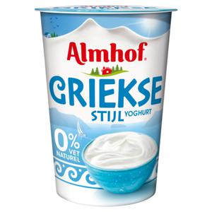 Almhof Griekse stijl Yoghurt 0% Vet Naturel 450g