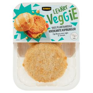 Jumbo Lekker Veggie Krokante Kipburger Vegan 200g