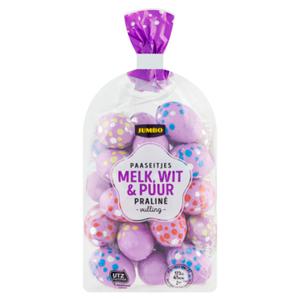 Jumbo Paaseitjes Melk, Wit & Puur Praliné Vulling 200g