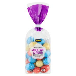 Jumbo Paaseitjes Melk, Wit & Puur Chocolade Massief 200g