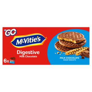 McVitie's® McVitie's To Go Digestive Milk Chocolate Wheat Biscuits 6 x 33, 3g