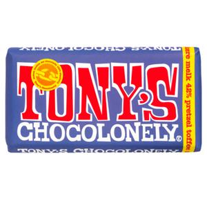 TONY'S CHOCOLONELY® Tony's Chocolonely Donkere Melk 42% Pretzel Toffee Chocolade Reep 180g