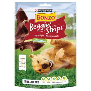 PURINA® Bonzo® Beggin' Strips Heerlijke Baconsmaak 120g