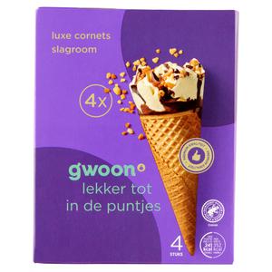 g'woon luxe slagroom cornets met stukjes amandel