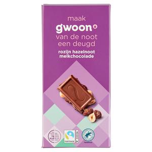 g'woon melk rozijn hazelnoot chocolade