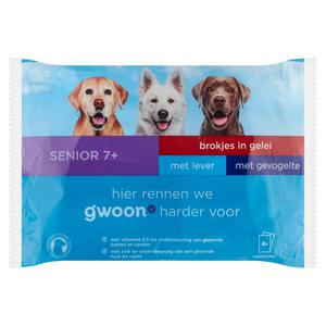 g'woon brokken in gelei met lever & gevogelte