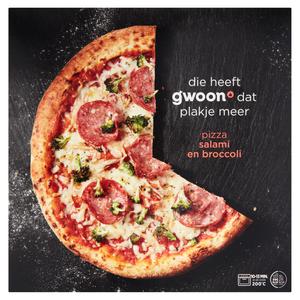 g'woon pizza salami en broccoli