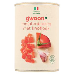 g'woon tomatenblokjes met knoflook