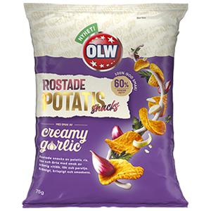 OLW Roasted Potato Snacks Creamy Garlic 75g