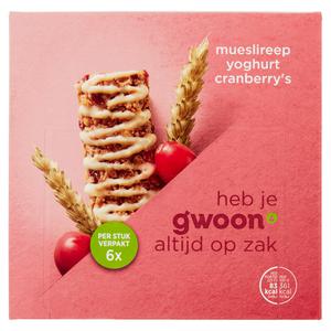 g'woon mueslireep yoghurt cranberry's