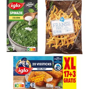 Iglo Vissticks met Spinazie en Friet pakket