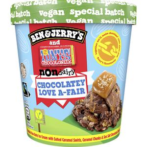 Ben & Jerry's Tony's chocolonely love a-fair non-dairy