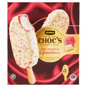 Jumbo Premium Choc's Double Dip Witte Chocolade & Framboos 4 x 67g