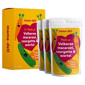 Mama Deli Maaltijd volkoren macaroni, courgette & wortel 8+ maanden 3 x 150g