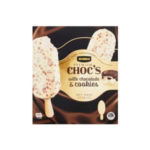 Jumbo Premium Choc's Witte Chocolade & Cookies 4 Stuks