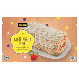 Jumbo Meringue Rol met Aardbei en Witte Chocolade 400g