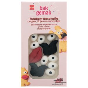 Hema fondant decoratie oogjes lippen snoren