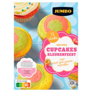 Jumbo Mix voor Cupcakes Kleurenfeest 12 Stuks