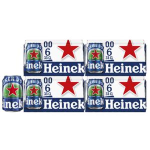 Heineken Premium Pilsener 0.0 Bier Blik 4 x 6 x 33cl Tray