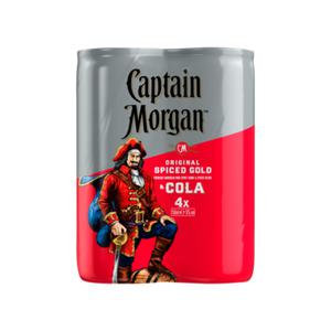 Captain Morgan Caribbean Rum & Cola Mixed Drink 4 x 250ml