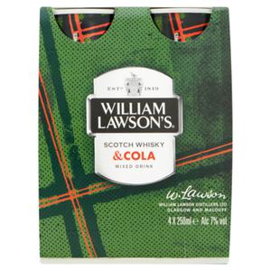 William Lawson's Scotch Whisky & Cola Mixed Drink 4 x 250ml