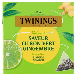 Twinings of London Groene Thee Limoen Gember 20 Stuks