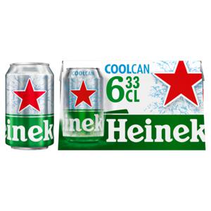 Heineken Premium Pilsener Bier Gekoeld Blik 6 x 33cl