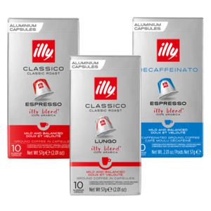 Jumbo Illy Lungo Classico, Espresso Classico & Espresso Decaffeinato